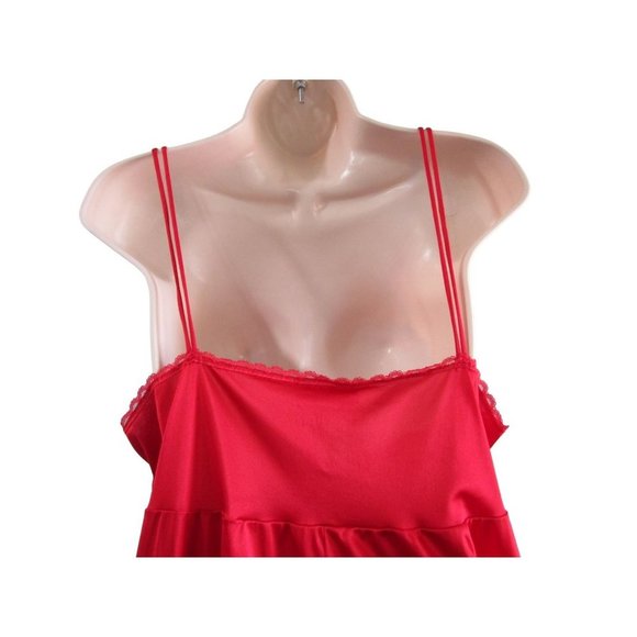 Vanity Fair Baby Doll Red Stretch Lace Bodice Large USA Made Size Large Vintage - Picture 11 of 16